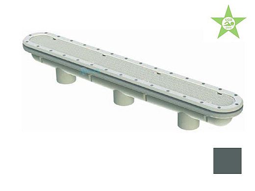 AquaStar 32" Channel Drain Pinhole Anti-Entrapment Suction Outlet Cover and 3 Port Manufactured Sump for Vinyl/Fiberglass | Dark Gray | 32CDPHV105