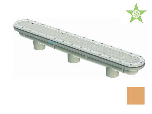 AquaStar 32" Channel Drain Pinhole Anti-Entrapment Suction Outlet Cover and 3 Port Manufactured Sump for Vinyl/Fiberglass | Tan | 32CDPHV108