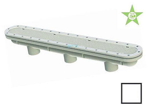 AquaStar 32" Channel Drain Pinhole Anti-entrapment Suction Outlet Cover with 3 Port Sump for Fiberglass without Gasket (VGB Series) | White | 32CDPHFG101