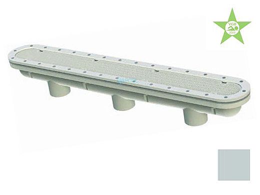 AquaStar 32" Channel Drain Pinhole Anti-Entrapment Suction Outlet Cover with 3 Port Sump for Fiberglass without Gasket (VGB Series) | Light Gray | 32CDPHFG103