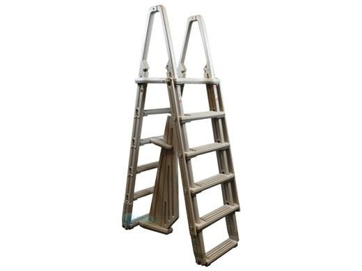 Confer Plastics A-Frame Ladder with Barrier System for 48"-54" Pools | Warm Grey | 7100X