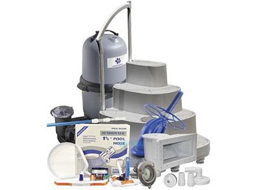 Ultra Cartridge Filter Package for Large Above Ground Pools | Pools over 27' Round | Aboveground Step, Cleaner, and Light | AG-PB-0014