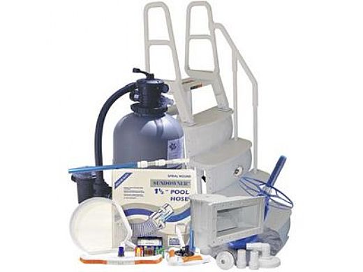 Deluxe Sand Filter Above Ground Pool Equipment Package | Small Pools up to 27' Round | AG-PB-0007