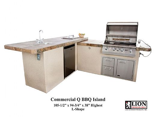Lion Premium Grill Islands Commercial Q with Rock or Brick Propane | 90117LP
