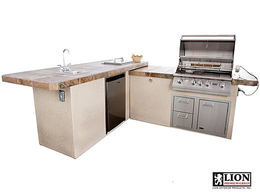 Lion Premium Grill Islands Commercial Q with Stucco Natural Gas | 90116NG