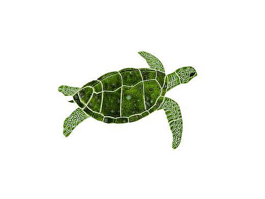 Ceramic Mosaic Sea Turtle Green | Junior 9" x 12" Right Facing | STUGRERJ