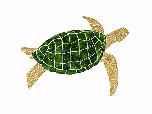 Ceramic Mosaic Sea Turtle Brown Right Facing Large | 27" x 35" | STUBRORL