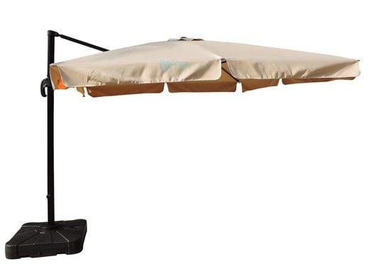 Santorini II Cantilever Umbrella with Valance | 10ft Square | Sunbrella Acrylic Beige | NU6175