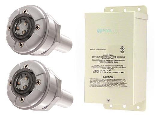Pentair Color GloBrite Vinly Light Combo | 2 Color GloBrite 100', 300W Transformer & 2 Vinyl Niches | 620081