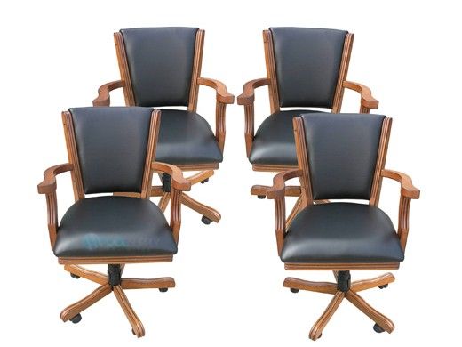 Hathaway Kingston Oak Poker Table Arm Chairs | Set of 4 | Dark Oak Finish | NG2351CH BG2351CH