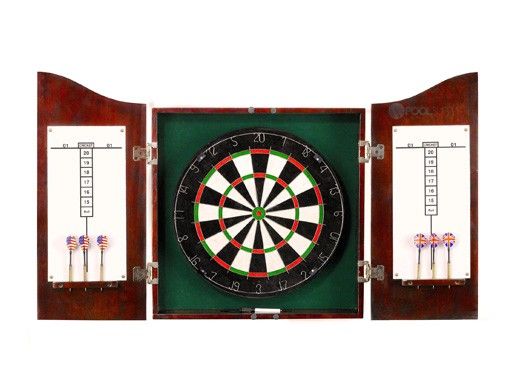 Hathaway Centerpoint Solid Wood Dartboard & Cabinet Set | Dark Cherry | NG1041CH BG1041CH
