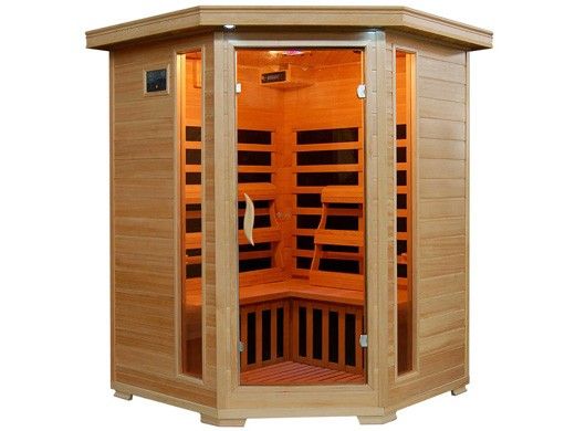 HeatWave Santa Fe 3-Person Hemlock Corner Infrared Sauna with 7 Carbon Heaters | SA2412DX