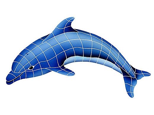Artistry In Mosaics Dolphin Left Mosaic | Medium - 24"? x 40"? | DOLBLULM