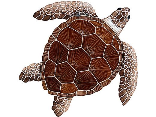 Artistry In Mosaics Loggerhead Turtle Brown Mosaic | Large - 20"? x 20"? | TLOBROL