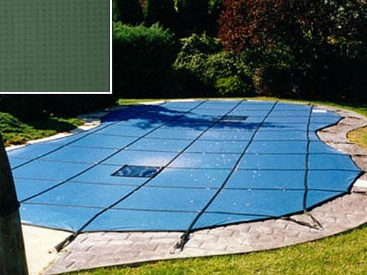 PoolTux 20-Year Emperor Solid Safety Cover | Rectangle 20' x 40' Green | 4' x 8' Center Step End | CSPTGS20401
