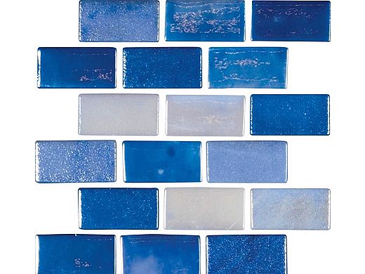 National Pool Tile Valencia 1x2 Series Glass Tile | Azul | VAL-AZUL 1X2