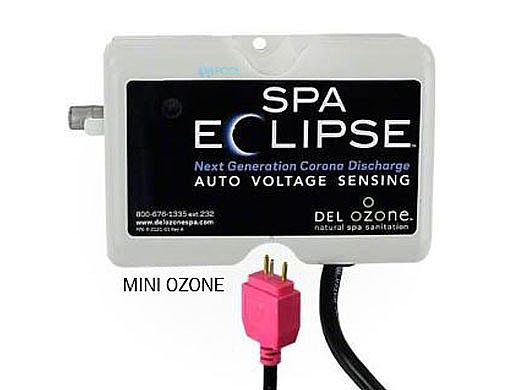 DEL OZONE Spa Eclipse Corona Discharge Ozone Generator | 1,000 Gallons | 100V/250V | Mini Ozone Cord | ECS-1RPOZM-U