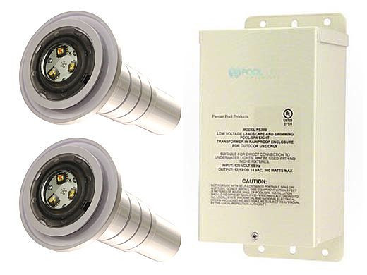 Pentair Color GloBrite Gunite Double Light Combo | 2 GloBrite 100' 300W Transformer & 2 Gunite Niches | 619994
