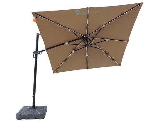 Santorini II Fiesta Cantilever Umbrella with Solar LED Lights | 10ft Square | Sunbrella Acrylic Stone | NU6255