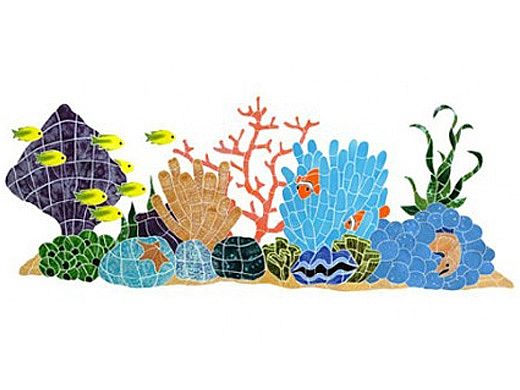 Artistry In Mosaics Ocean Reef Mosaic |  23"? x 60"? | OREMCOOL