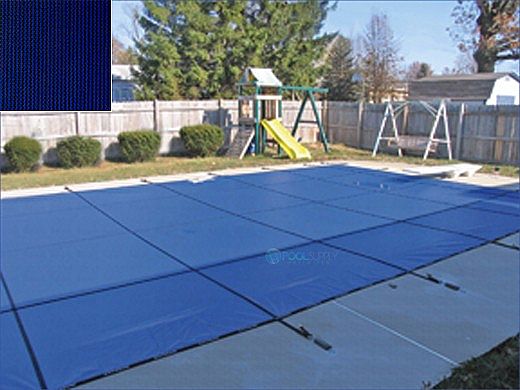 PoolTux 15-Year Royal Mesh Safety Cover | Rectangle 15' x 30' Blue | 4' x 8' Right End Step | CSPTBME15303