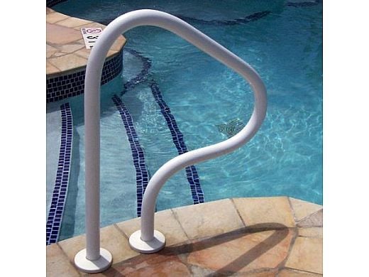 Saftron Return to Deck Mounted 3-Bend Handrail | .25" Thickness 1.90" OD | 48"W x 32"H | Black | RTD-348-BK
