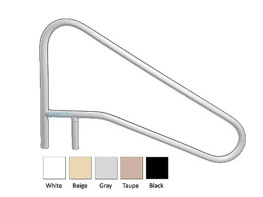 Saftron Cross Braced Return to Deck Mounted 3-Bend In Water Handrail | .25" Thickness 1.90" OD | 54" W x 32" H | White | CBRTD-354-W