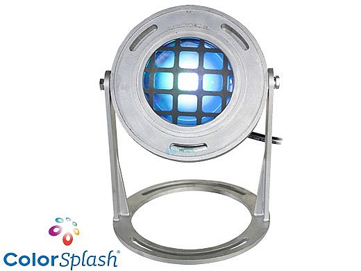J&J Electronics ColorSplash LED Underwater Fountain Luminaire | Base And Guard | 120V 100' Cord | LFF-S1C-120-WG-WB-100