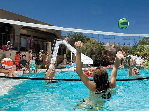 Interfab Volleyball Set | On Deck Mount | White Powder Coat Support Legs | WS-V BALL D-C1