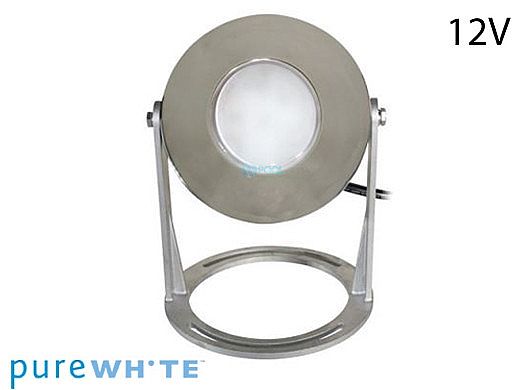 J&J Electronics PureWhite LED Underwater Fountain Luminaire | Base Only No Guard | 12V 30' Cord | LFF-S1L-12-NG-WB-30