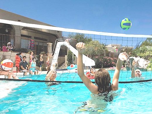 Interfab Volleyball Set | In-Deck Mount | Copper Vein Powder Coat Support Legs | Bronze Anchors | WS-VBALLPCGB-4C