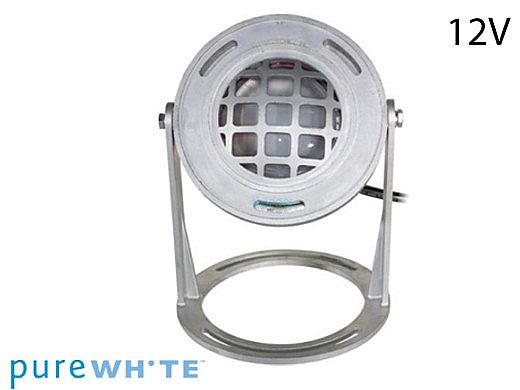 J&J Electronics PureWhite LED Underwater Fountain Luminaire | Base And Guard | 12V 10' Cord | LFF-S1L-12-WG-WB-10