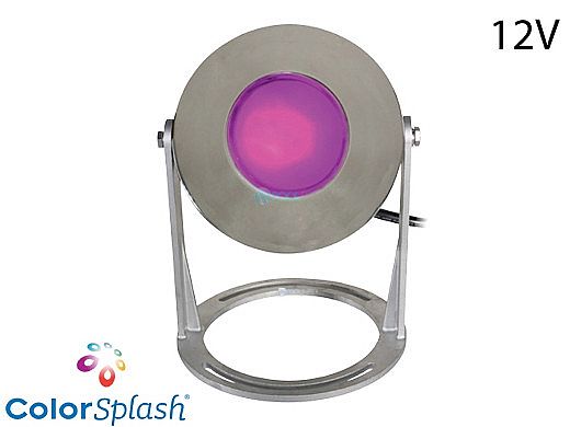 J&J Electronics LED ColorSplash Underwater Fountain Luminaire | Base Only No Guard  | 12V 10' Cord | LFF-S1C-12-NG-WB-10