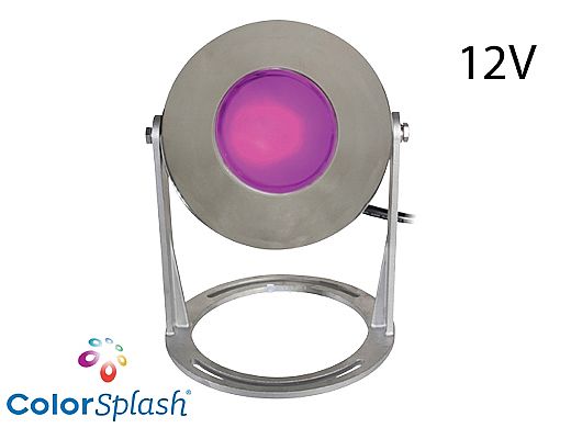 J&J Electronics ColorSplash LED Underwater Fountain Luminaire | Base Only No Guard | 12V 30' Cord | LFF-S1C-12-NG-WB-30