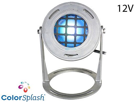 J&J Electronics ColorSplash LED Underwater Fountain Luminaire | Base and Guard | 12V 30' Cord | LFF-S1C-12-WG-WB-30