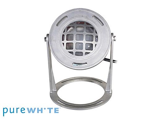 J&J Electronics PureWhite LED Underwater Fountain Luminaire | Base And Guard | 120V 100' Cord | LFF-S1W-120-WG-WB-100