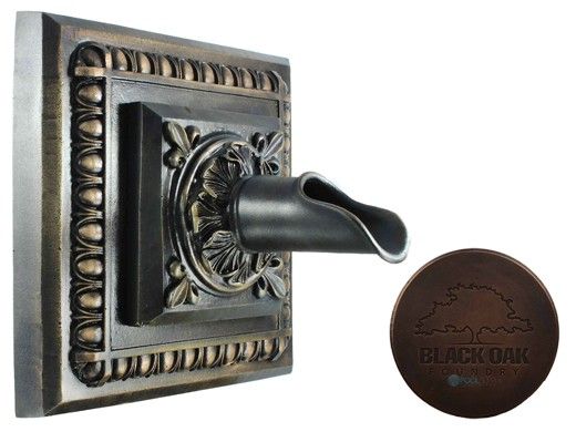 Black Oak Foundry Square Apollo Backplate with Oak Leaf Scupper | Distressed Copper Finish | S53-DC