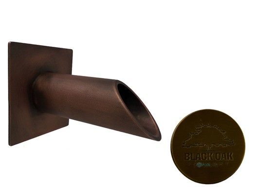 Black Oak Foundry 1.5" Deco Wall Scupper with Square Backplate | Antique Brass / Bronze Finish | S921-AB