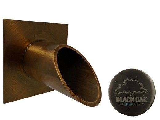 Black Oak Foundry 2.5" Deco Wall Scupper with Square Backplate | Brushed Nickel Finish | S923-BN