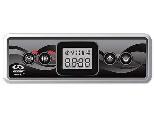 Gecko IN.K300-1OP LCD Spa Keypad Control and Overlay | 1 Pump 4-Button 10' Cable | BDLK3001OP 0607-008039