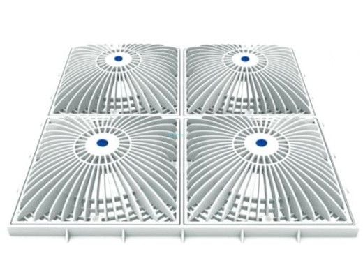 AquaStar 18" Square Mud Frame with Four 9" Square MoFlow Suction Outlet Cover | White | 18MF101