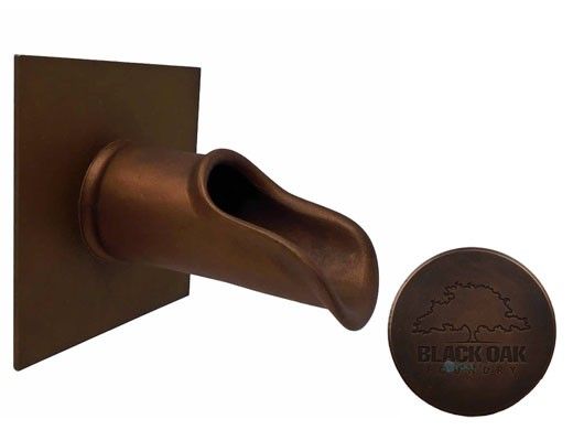 Black Oak Foundry Roman Scupper with Square Backplate | Distressed Copper Finish | S55-DC | S58-DC Square