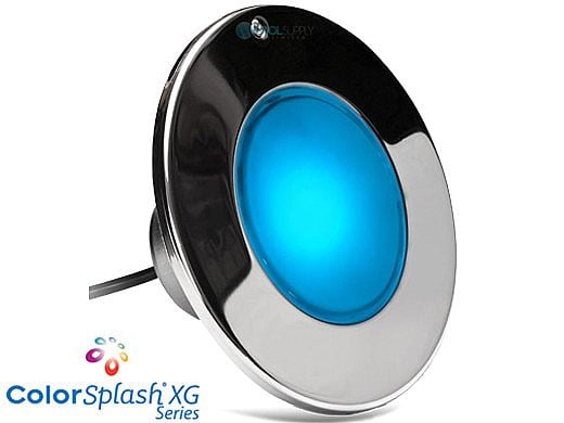 J&J Electronics ColorSplash XG Series Color LED Pool Light SwimQuip Version | 120V Equivalent 33W 200' Cord | LPL-F2C-120-200-PSQ