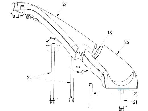 Interfab White Water Slide 32.625" Leg | Part # 22 | 32-5/8" LEG