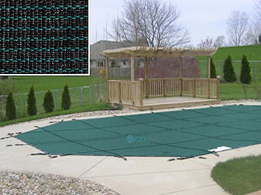 PoolTux 20-Year King99 Mesh Safety Cover | Left Step Rectangle 20' x 40' Green | CSPTGMP20402