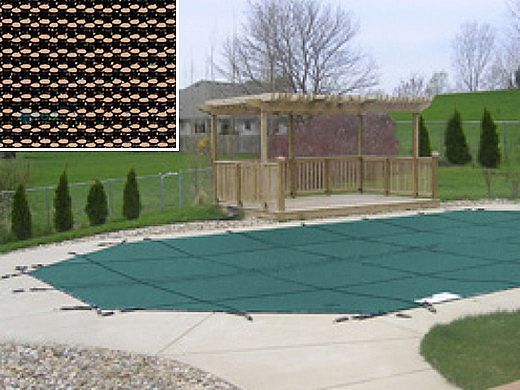 PoolTux 20-Year King99 Mesh Safety Cover | Left Step Rectangle 25' x 45' Tan | CSPTTMP25452