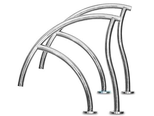 Inter-Fab Designer Series Deck Top Mounted Grab Rail Flanged Pair | 1.90" x .065" Thickness 316L Marine Grade Stainless Steel | DR-G3D065-FL-MG