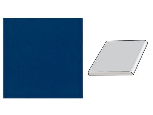 National Pool Tile 6x6 Solid Single Bullnose Tile | Glossy Navy | M6766C SBN