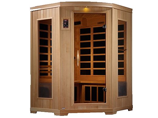 GoldenDesigns Grand 2-3 Person Carbon Far Infrared Corner Sauna | GDI-6235-02