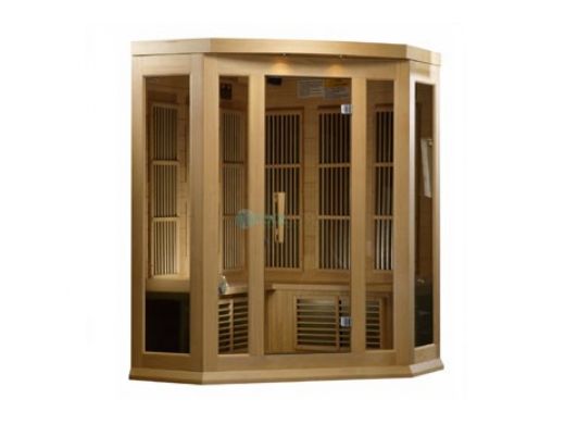 Golden Designs Maxxus 3-Person Low EMF FAR Infrared Carbon Corner Sauna | Hemlock | MX-K356-01